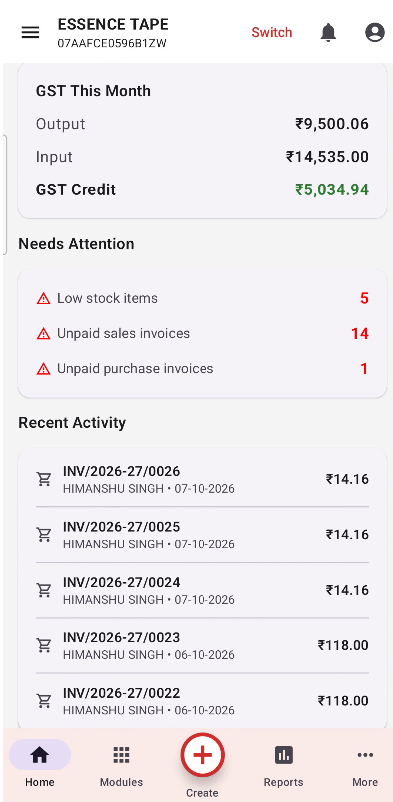 Actual Ganak360 app screen showing home detail